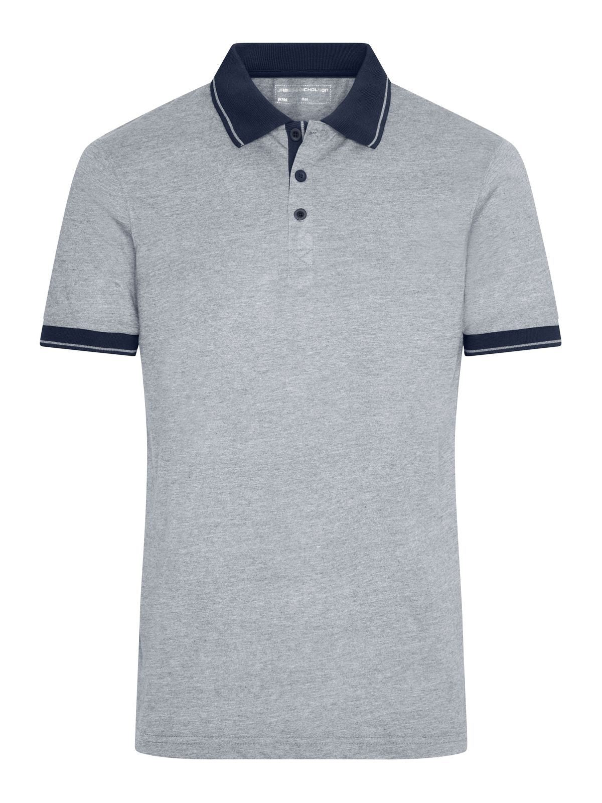 Heather Polo Herren Poloshirt – Daiber – Farbe grey-heather/navy – individuell veredelbar