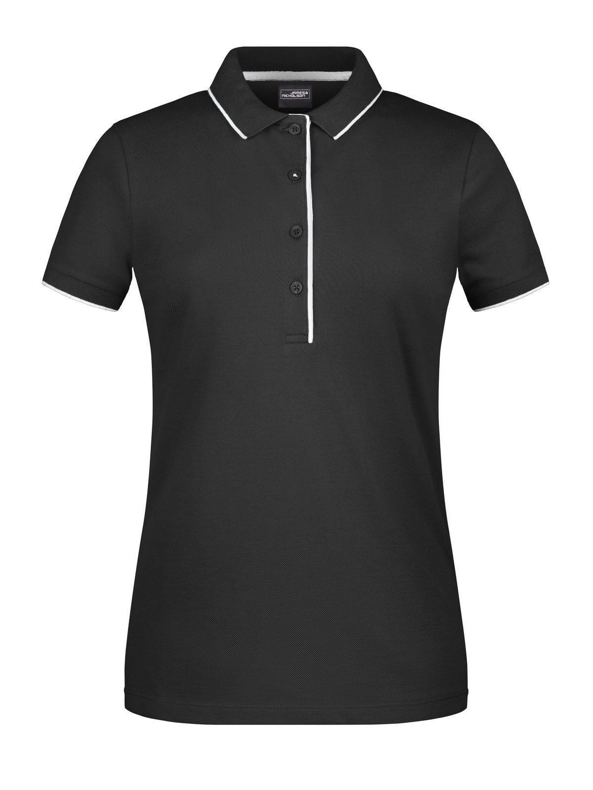 Ladies' Polo Stripe Damen Poloshirt – Daiber – Farbe black/silver – individuell veredelbar