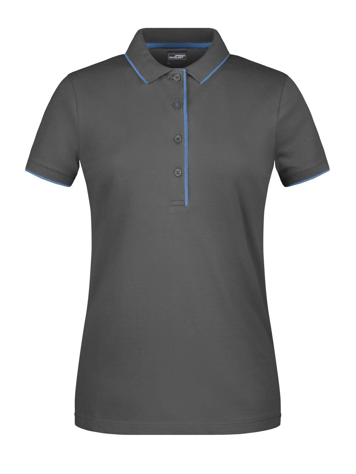 Ladies' Polo Stripe Damen Poloshirt – Daiber – Farbe graphite/aqua – individuell veredelbar