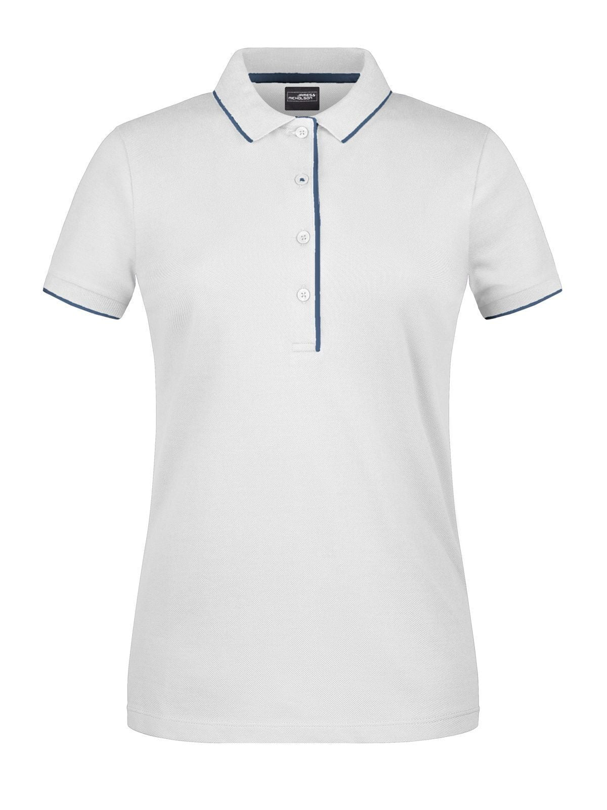 Ladies' Polo Stripe Damen Poloshirt – Daiber – Farbe white/navy – individuell veredelbar