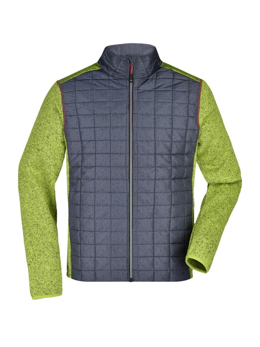 Knitted Hybrid Jacket Herren – Daiber – Farbe kiwi-melange/anthracite-melang – individuell veredelbar