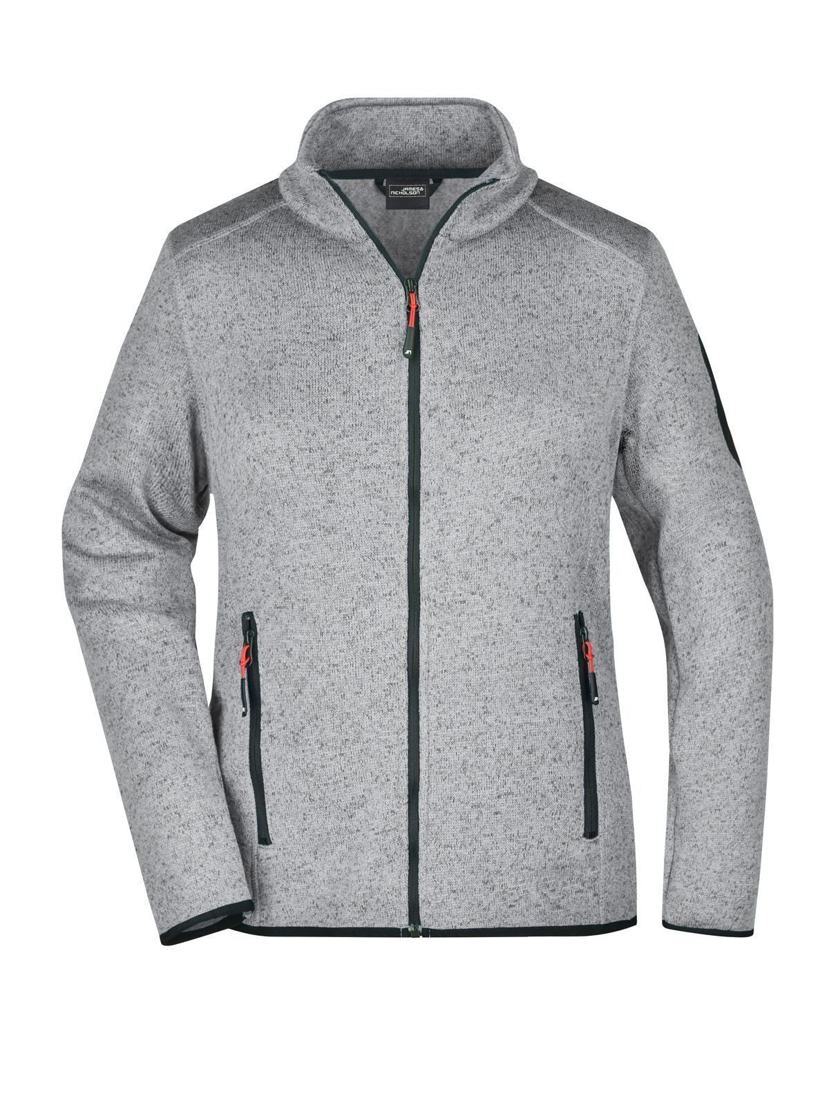 Ladies' Knitted Fleece Jacket Damen – Daiber – Farbe light-grey-melange/red – individuell veredelbar