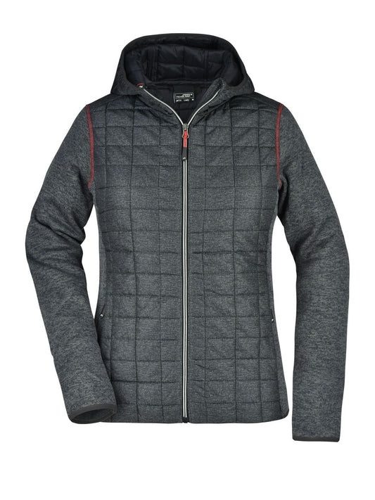 Ladies' Knitted Hybrid Jacket Damen – Daiber – Farbe grey-melange/anthracite-melang – individuell veredelbar