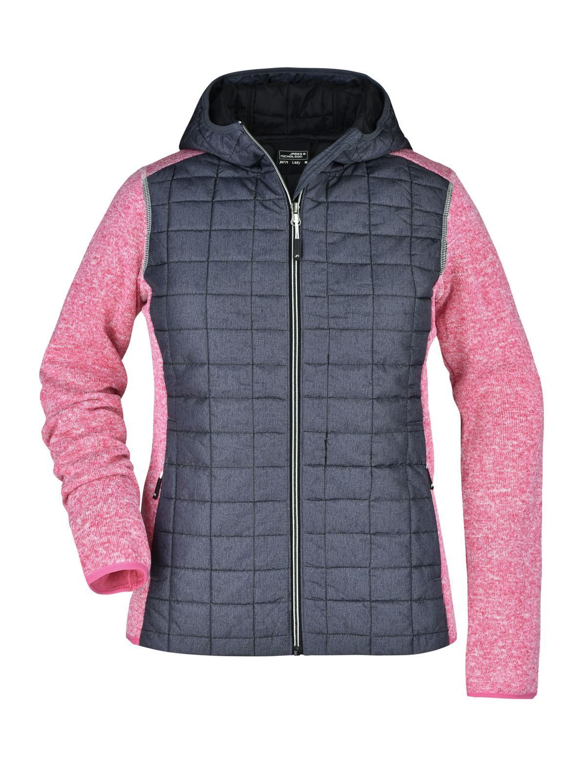 Ladies' Knitted Hybrid Jacket Damen – Daiber – Farbe pink-melange/anthracite-melang – individuell veredelbar