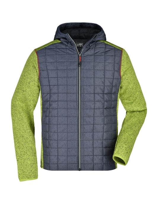 Knitted Hybrid Jacket Herren – Daiber – Farbe kiwi-melange/anthracite-melang – individuell veredelbar