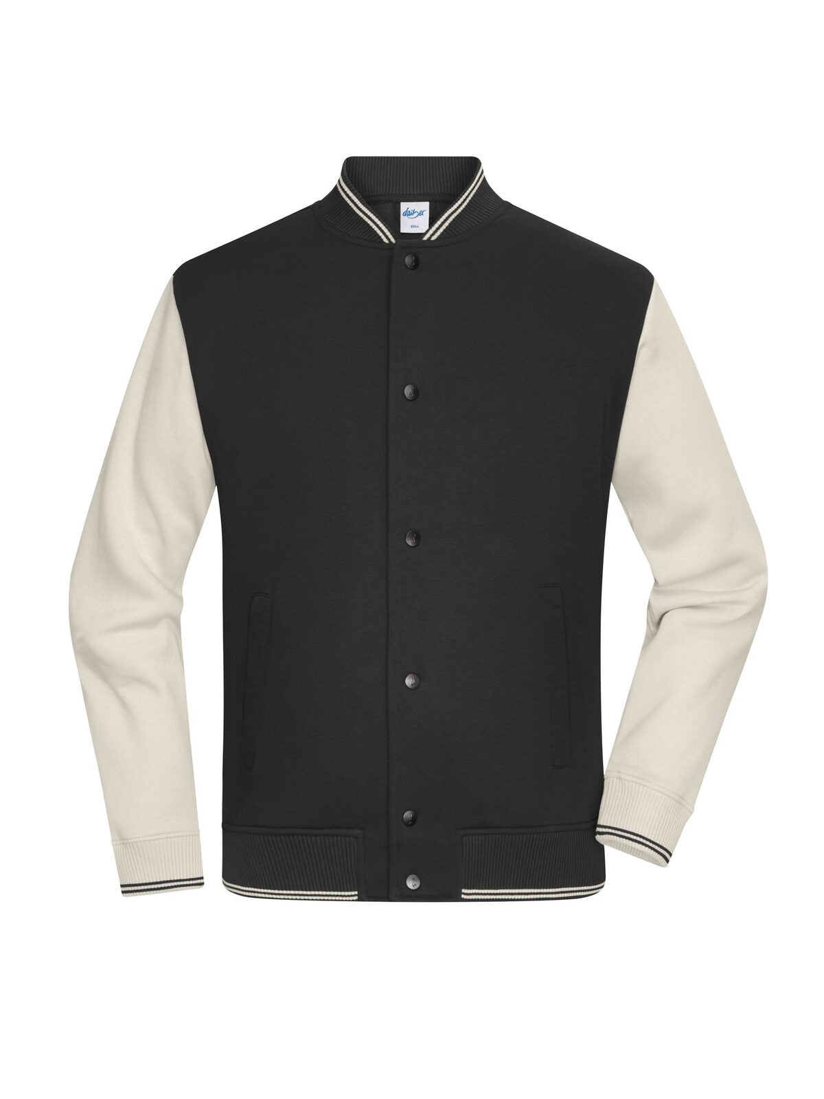 College-Jacket Unisex Sweatshirt / Hoodie – Daiber – Farbe black/sandstone – individuell veredelbar