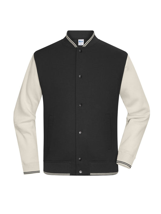 College-Jacket Unisex Sweatshirt / Hoodie – Daiber – Farbe black/sandstone – individuell veredelbar