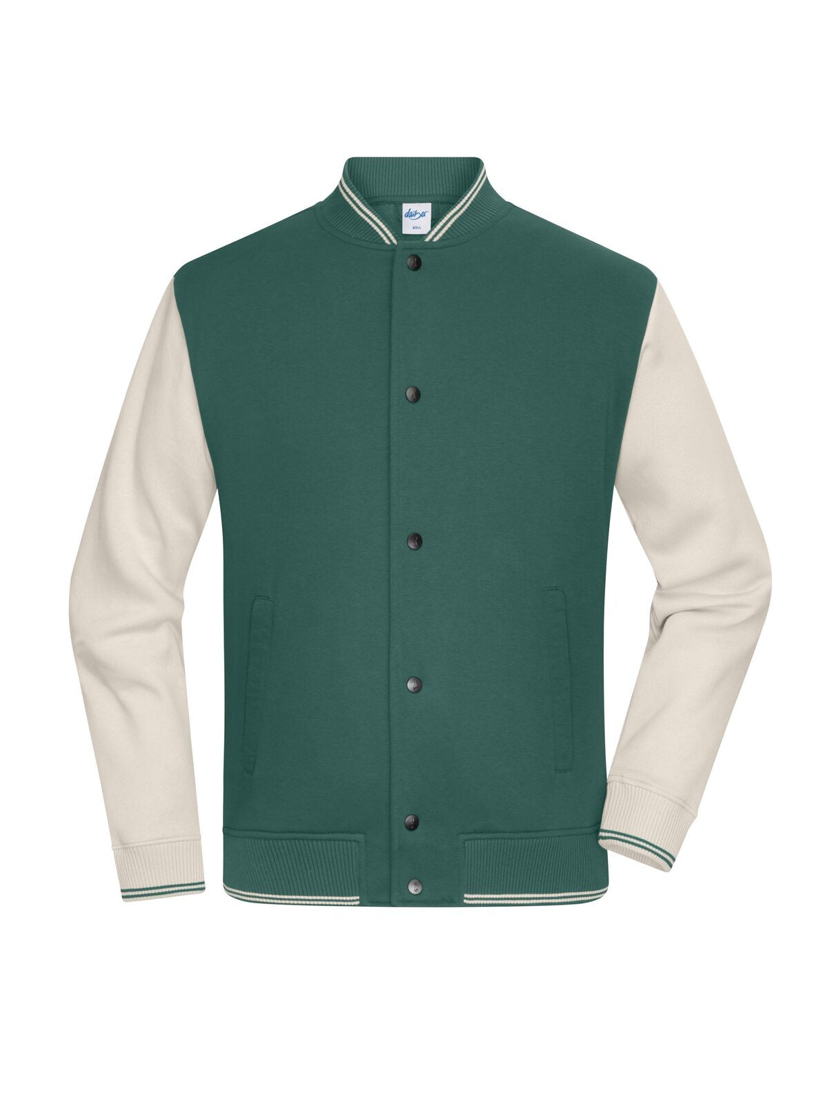 College-Jacket Unisex Sweatshirt / Hoodie – Daiber – Farbe smoky-green/sandstone – individuell veredelbar