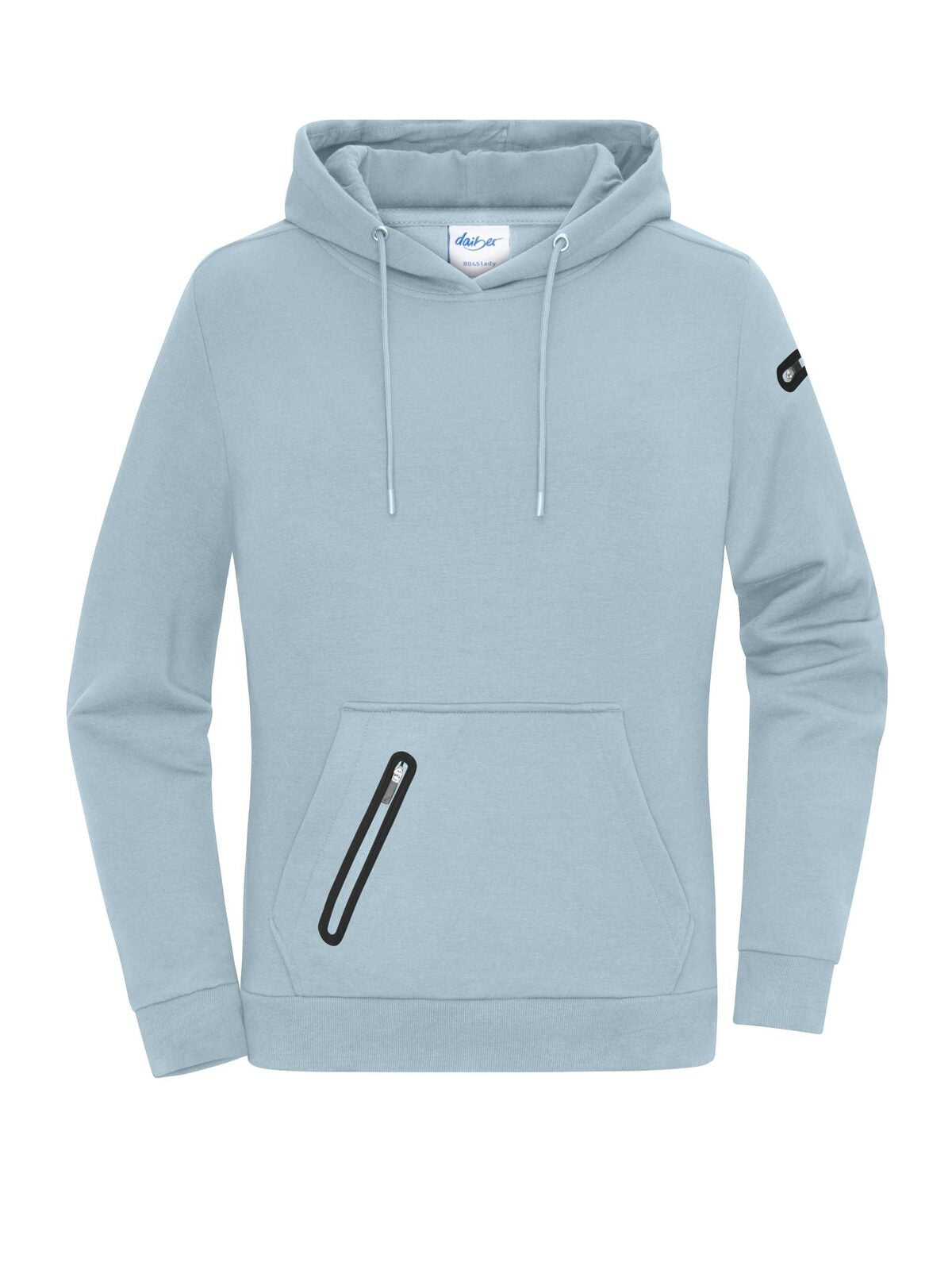 Ladies' Hoody Interlock Damen Sweatshirt / Hoodie – Daiber – Farbe milky blue – individuell veredelbar