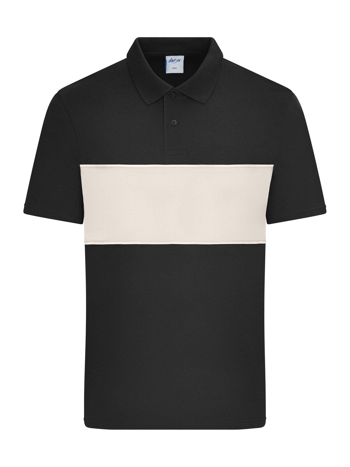 Polo colour-block Unisex Poloshirt – Daiber – Farbe black/sandstone – individuell veredelbar