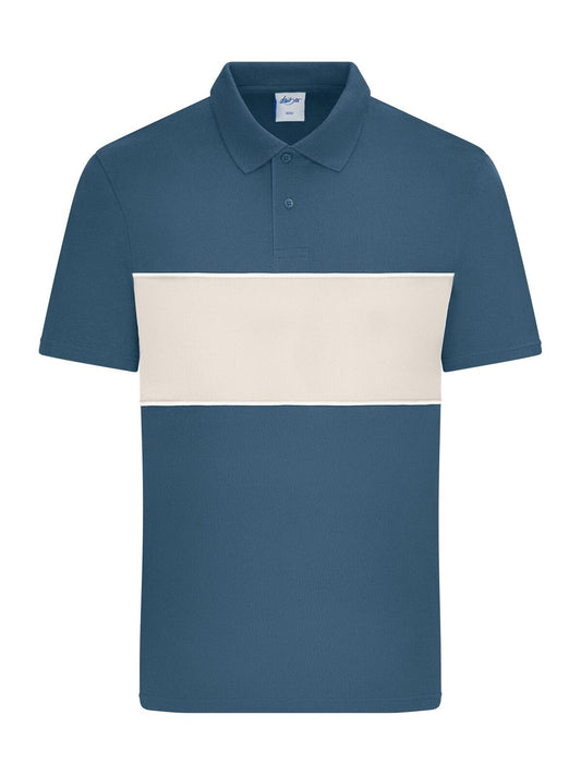 Polo colour-block Unisex Poloshirt – Daiber – Farbe dusty-blue/sandstone – individuell veredelbar