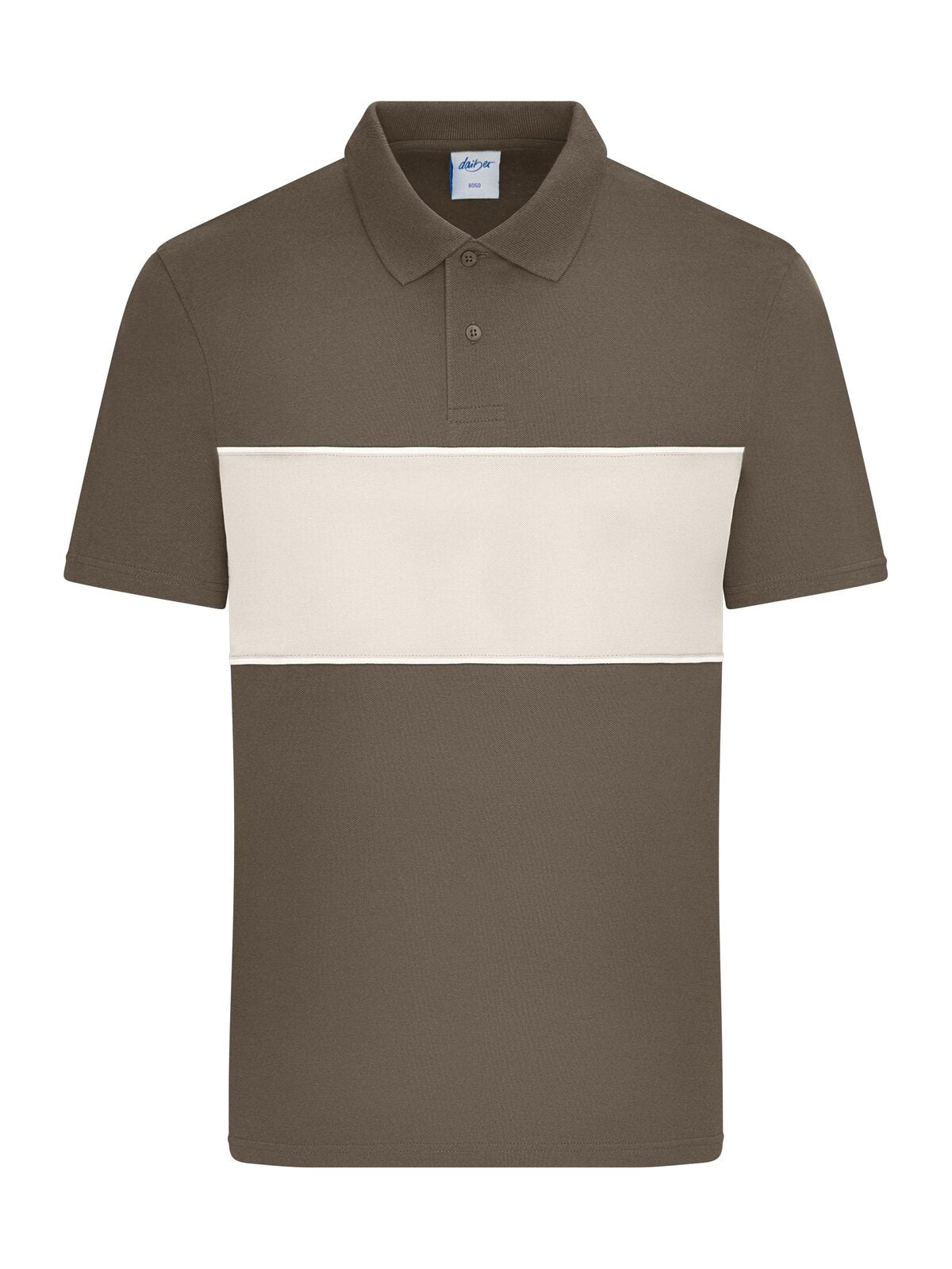 Polo colour-block Unisex Poloshirt – Daiber – Farbe muddy-brown/sandstone – individuell veredelbar