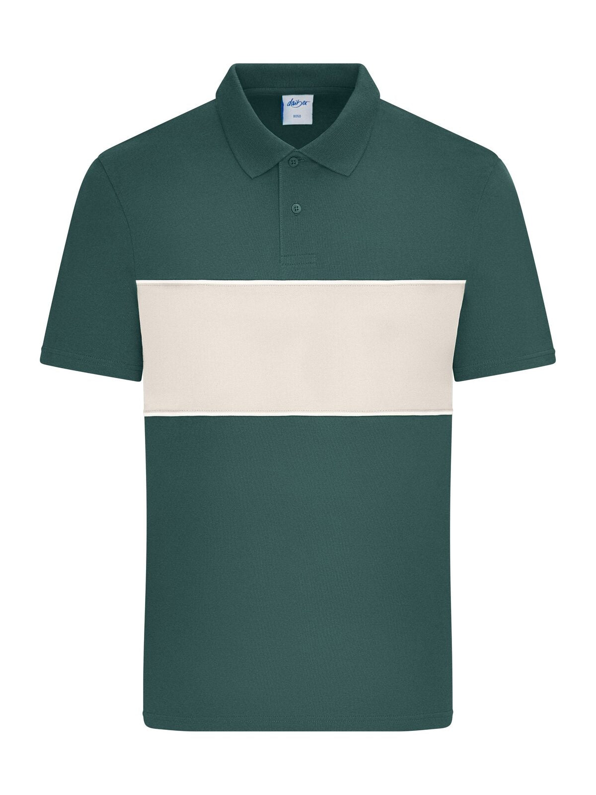 Polo colour-block Unisex Poloshirt – Daiber – Farbe smoky-green/sandstone – individuell veredelbar