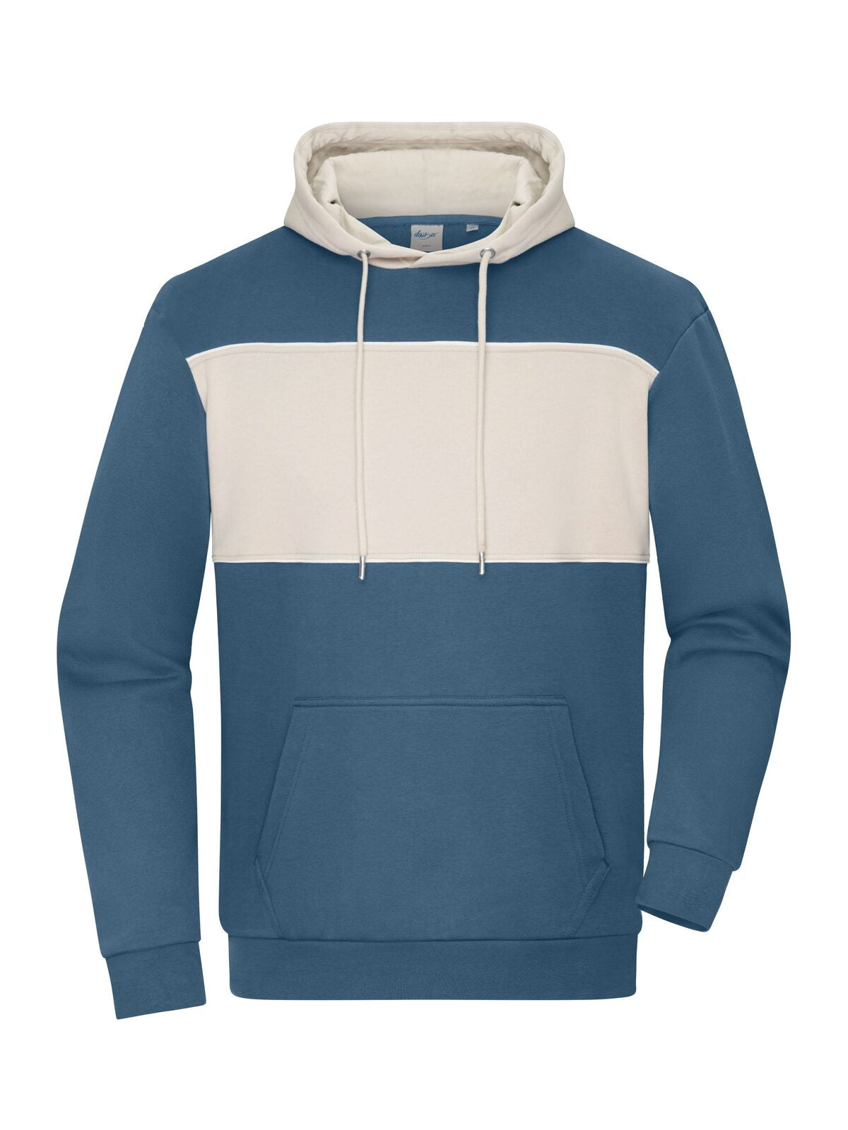 Sweat-Hoody colour-block Unisex Sweatshirt / Hoodie – Daiber – Farbe dusty-blue/sandstone – individuell veredelbar