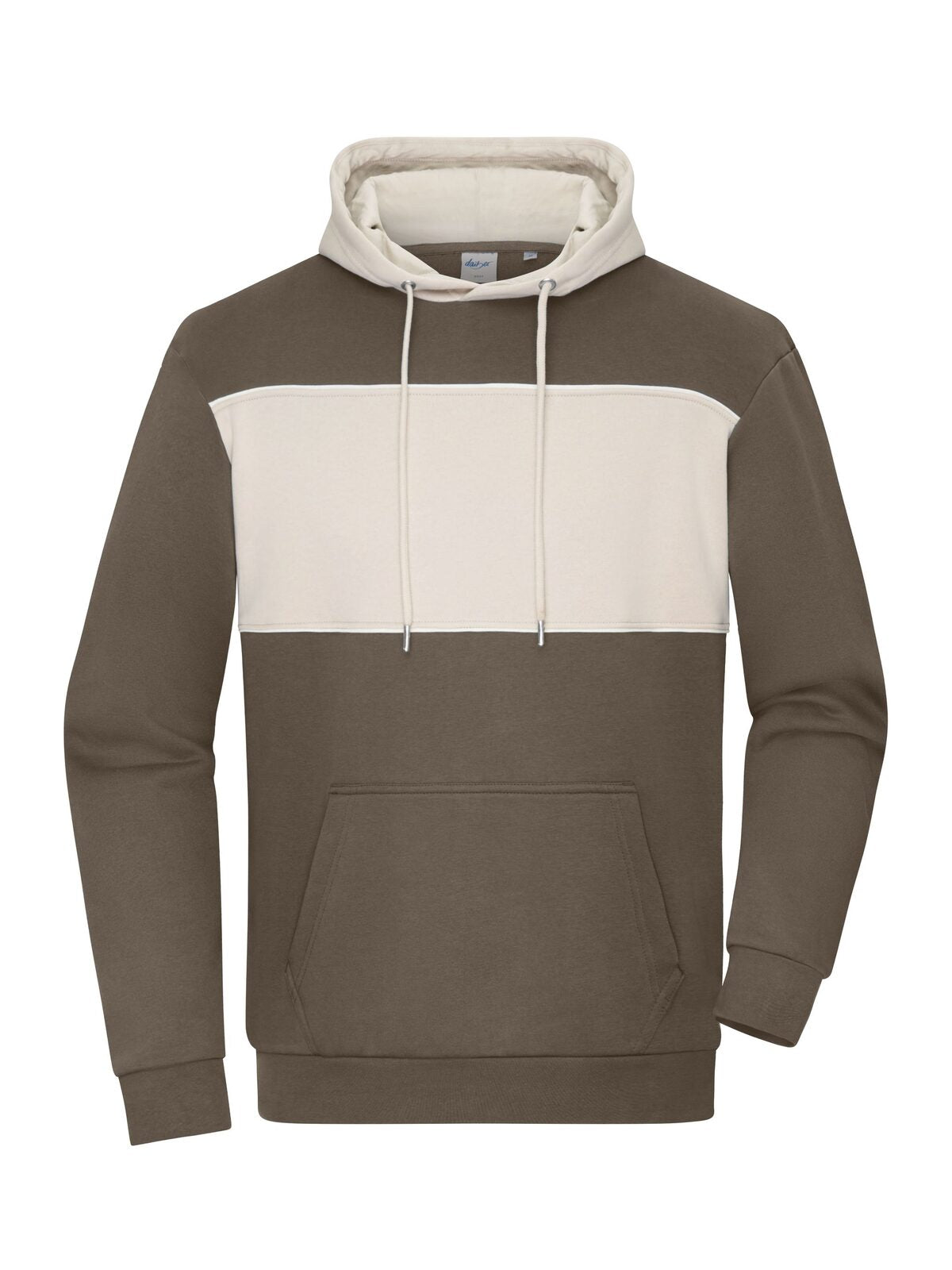 Sweat-Hoody colour-block Unisex Sweatshirt / Hoodie – Daiber – Farbe muddy-brown/sandstone – individuell veredelbar