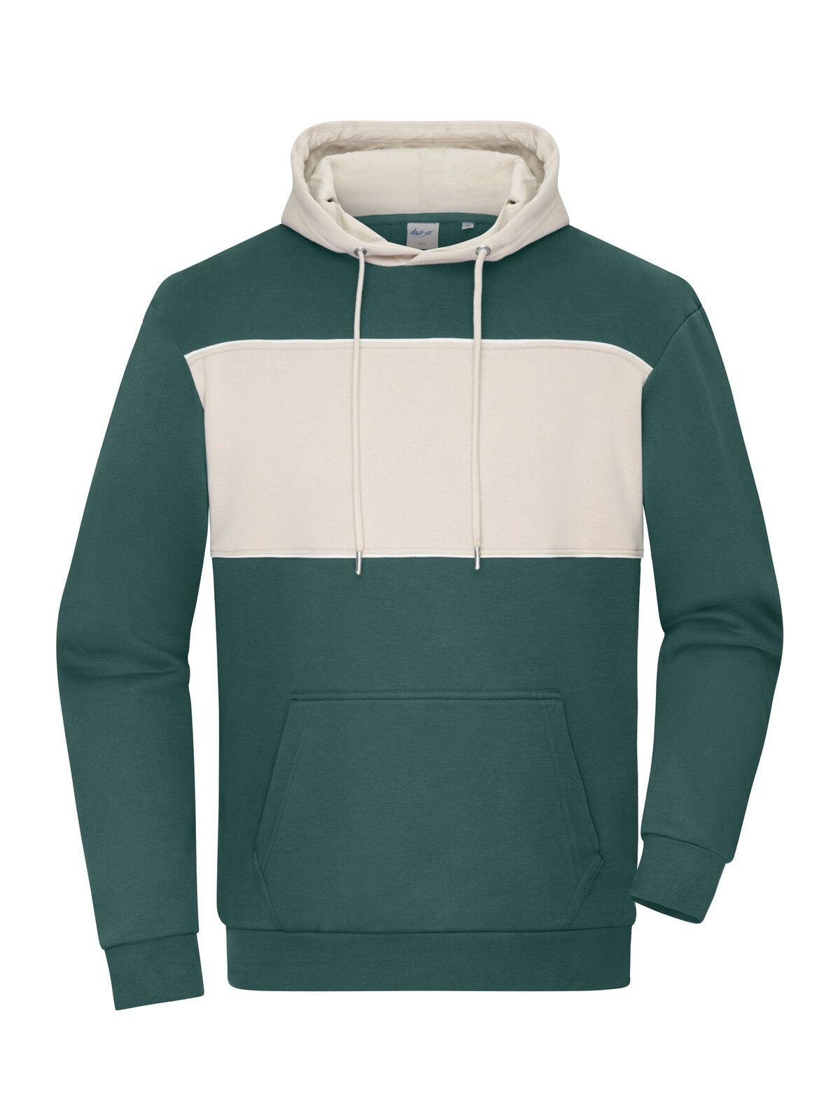 Sweat-Hoody colour-block Unisex Sweatshirt / Hoodie – Daiber – Farbe smoky-green/sandstone – individuell veredelbar