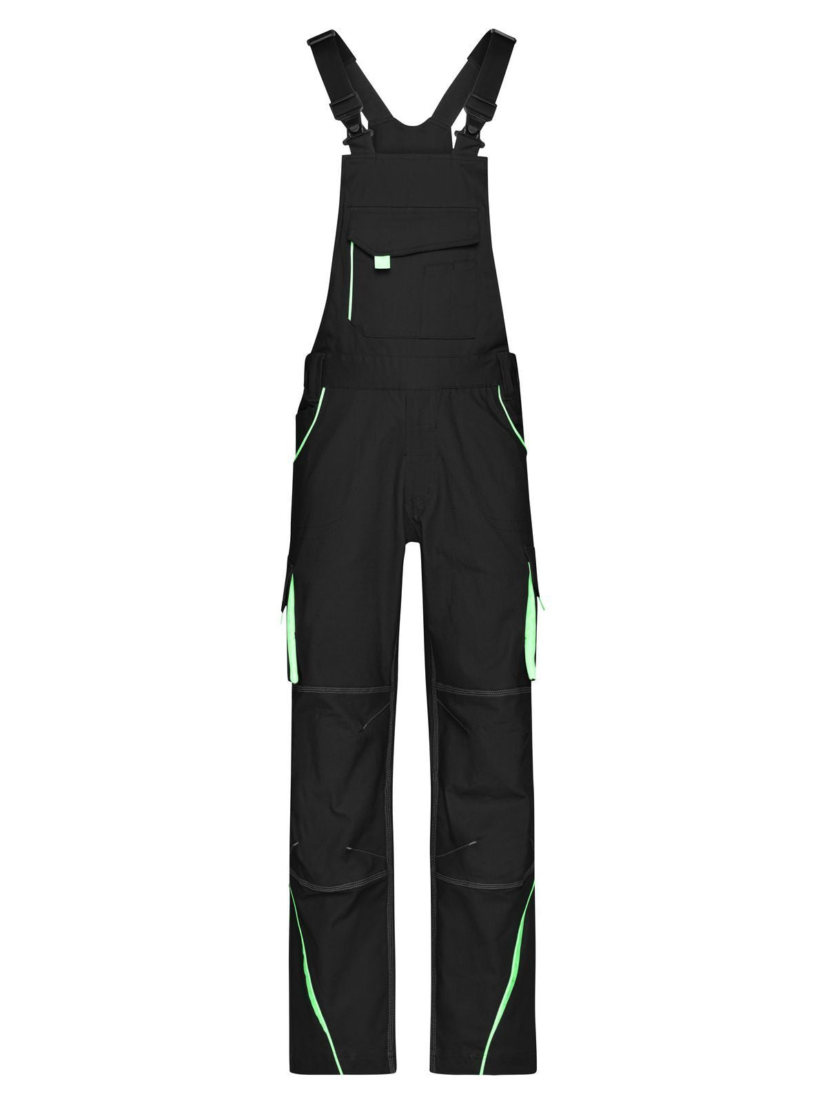Workwear Pants with Bib - Color Hose / Rock – Daiber – Farbe black/lime-green – individuell veredelbar