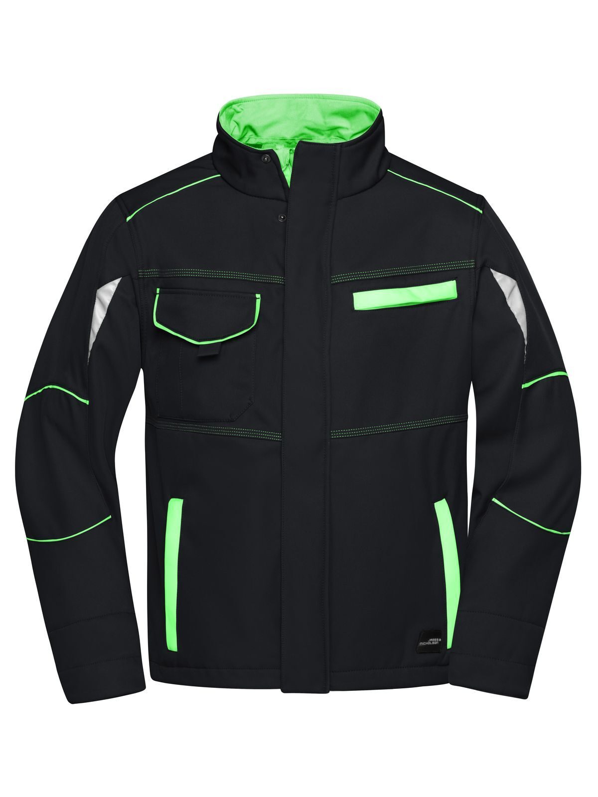 Workwear Softshell Jacket - Color Herren – Daiber – Farbe black/lime-green – individuell veredelbar