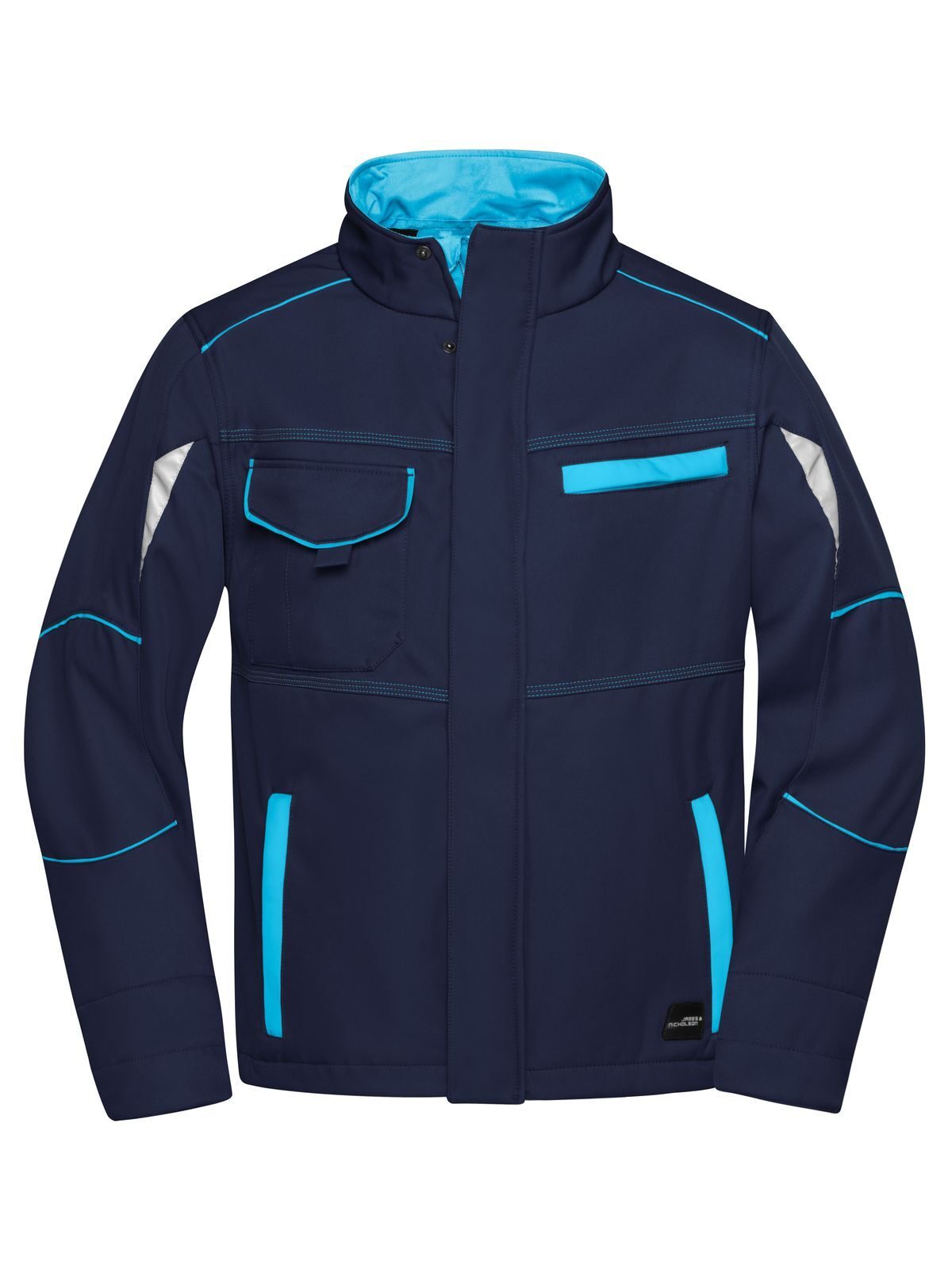 Workwear Softshell Jacket - Color Herren – Daiber – Farbe navy/tourquoise – individuell veredelbar
