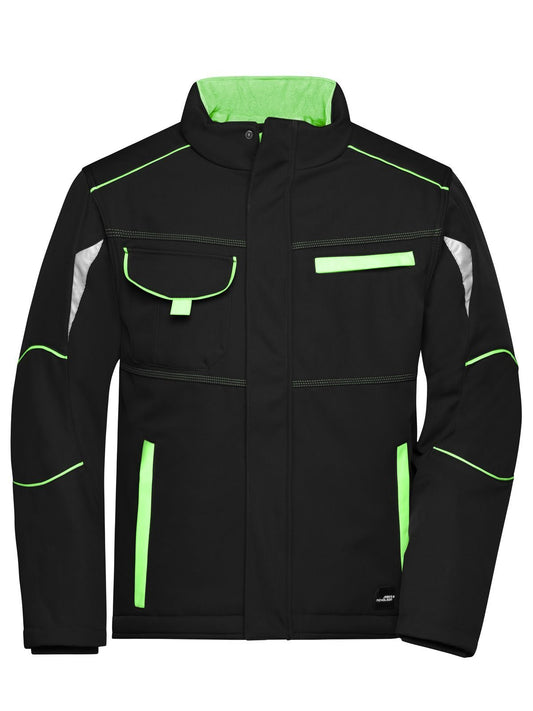 Workwear Softshell Padded Jacket - Color Herren – Daiber – Farbe black/lime-green – individuell veredelbar