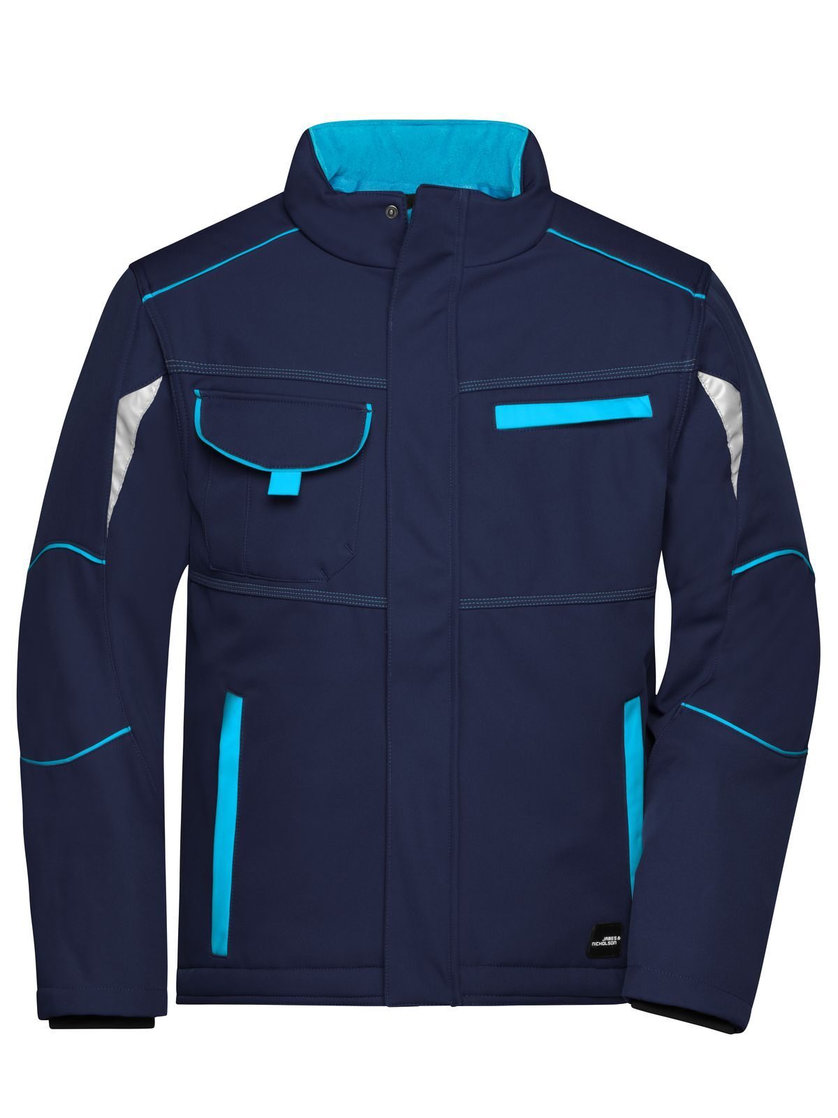 Workwear Softshell Padded Jacket - Color Herren – Daiber – Farbe navy/tourquoise – individuell veredelbar