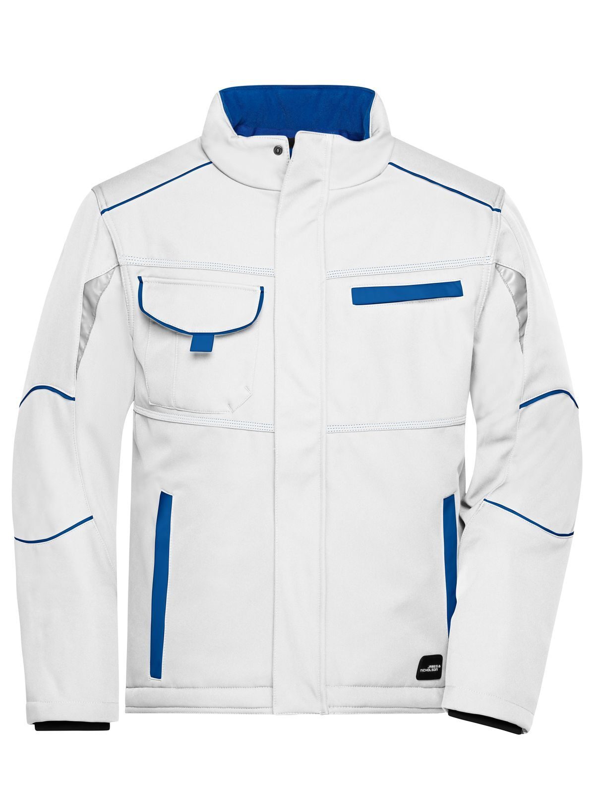 Workwear Softshell Padded Jacket - Color Herren – Daiber – Farbe white/royal – individuell veredelbar