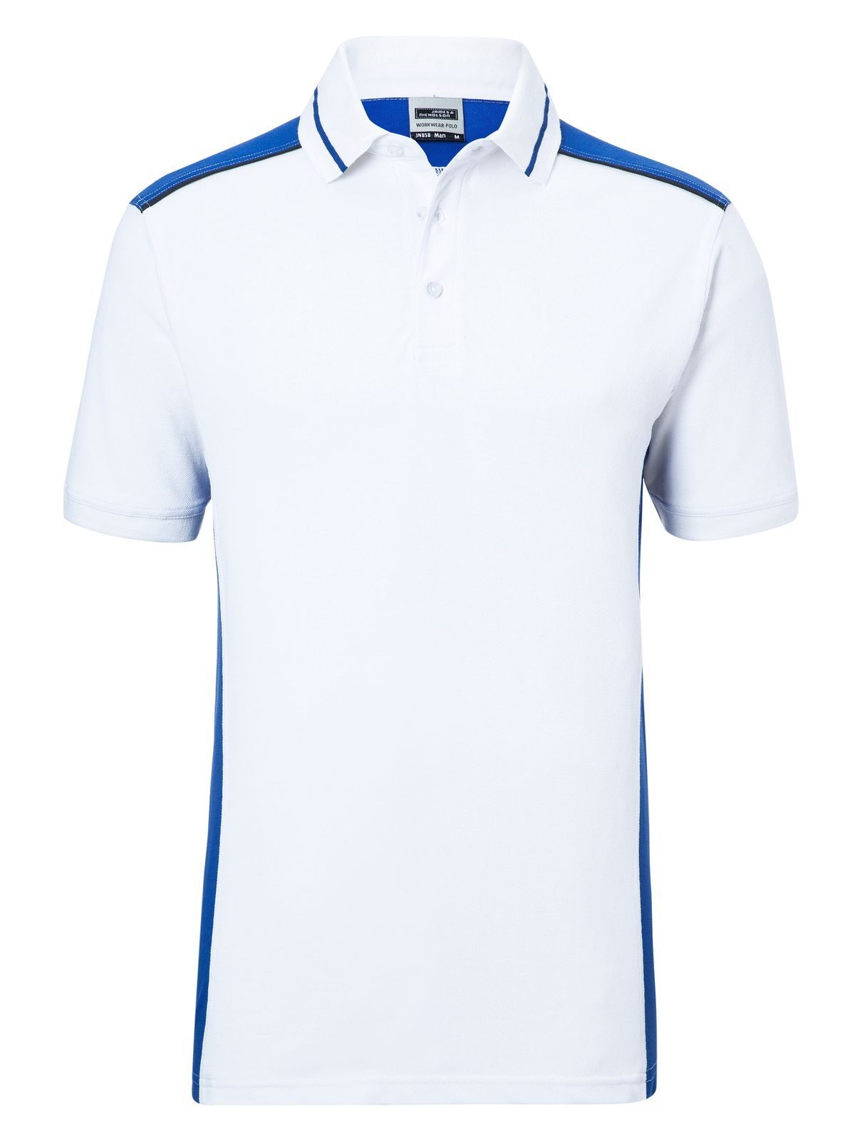 Workwear Polo - Color Herren Poloshirt – Daiber – Farbe white/royal – individuell veredelbar