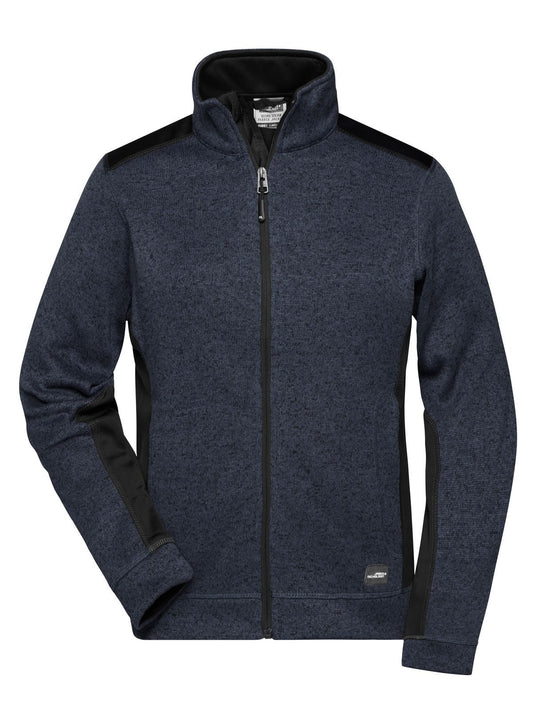 Ladies' Knitted Workwear Fleece Jacket - Strong Damen – Daiber – Farbe carbon-melange/black – individuell veredelbar