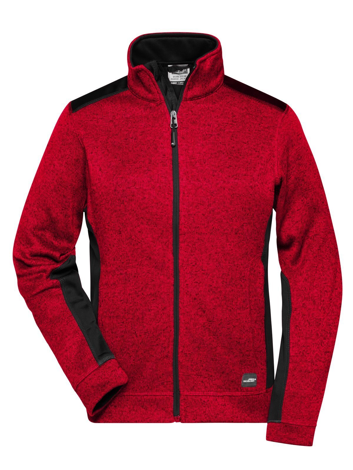 Ladies' Knitted Workwear Fleece Jacket - Strong Damen – Daiber – Farbe red-melange/black – individuell veredelbar