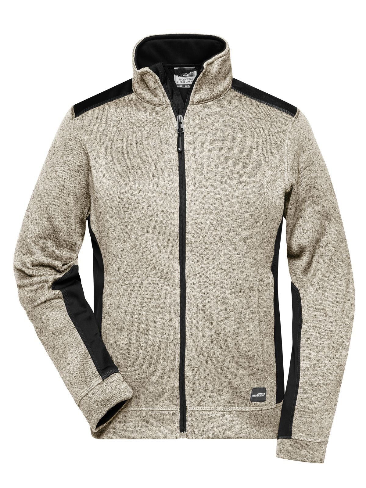 Ladies' Knitted Workwear Fleece Jacket - Strong Damen – Daiber – Farbe stone-melange/black – individuell veredelbar