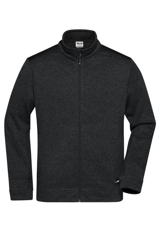 Knitted Workwear Fleece Jacket - Strong Herren – Daiber – Farbe black/black – individuell veredelbar