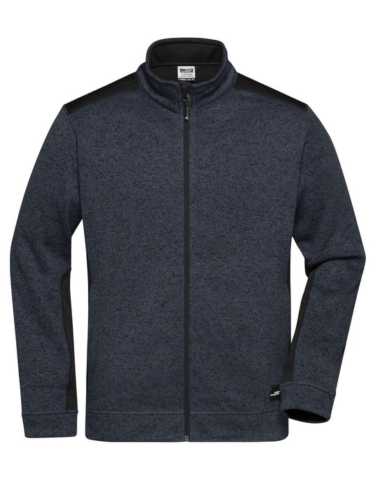 Knitted Workwear Fleece Jacket - Strong Herren – Daiber – Farbe carbon-melange/black – individuell veredelbar