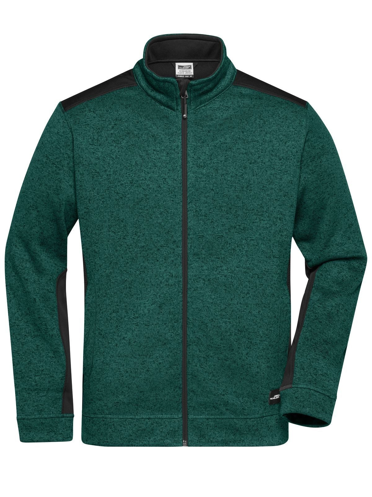 Knitted Workwear Fleece Jacket - Strong Herren – Daiber – Farbe dark-green-melange/black – individuell veredelbar