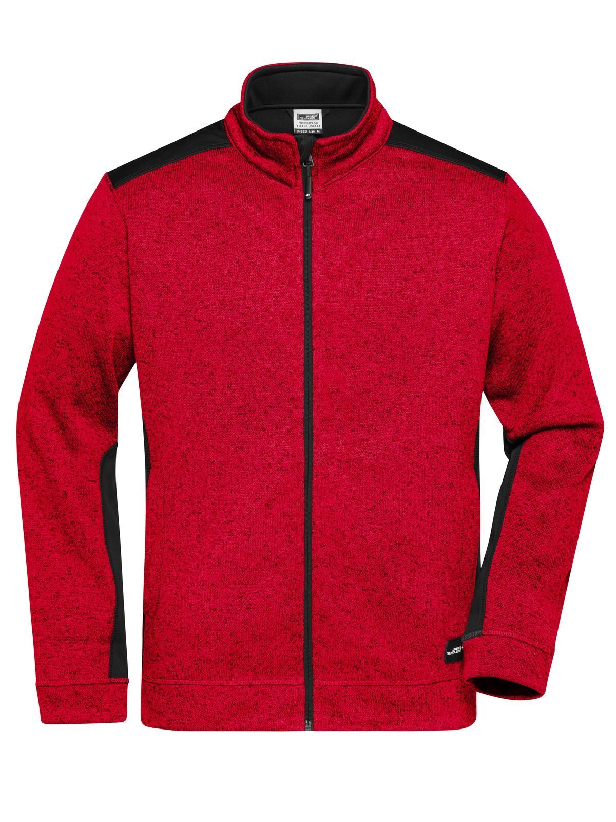 Knitted Workwear Fleece Jacket - Strong Herren – Daiber – Farbe red-melange/black – individuell veredelbar