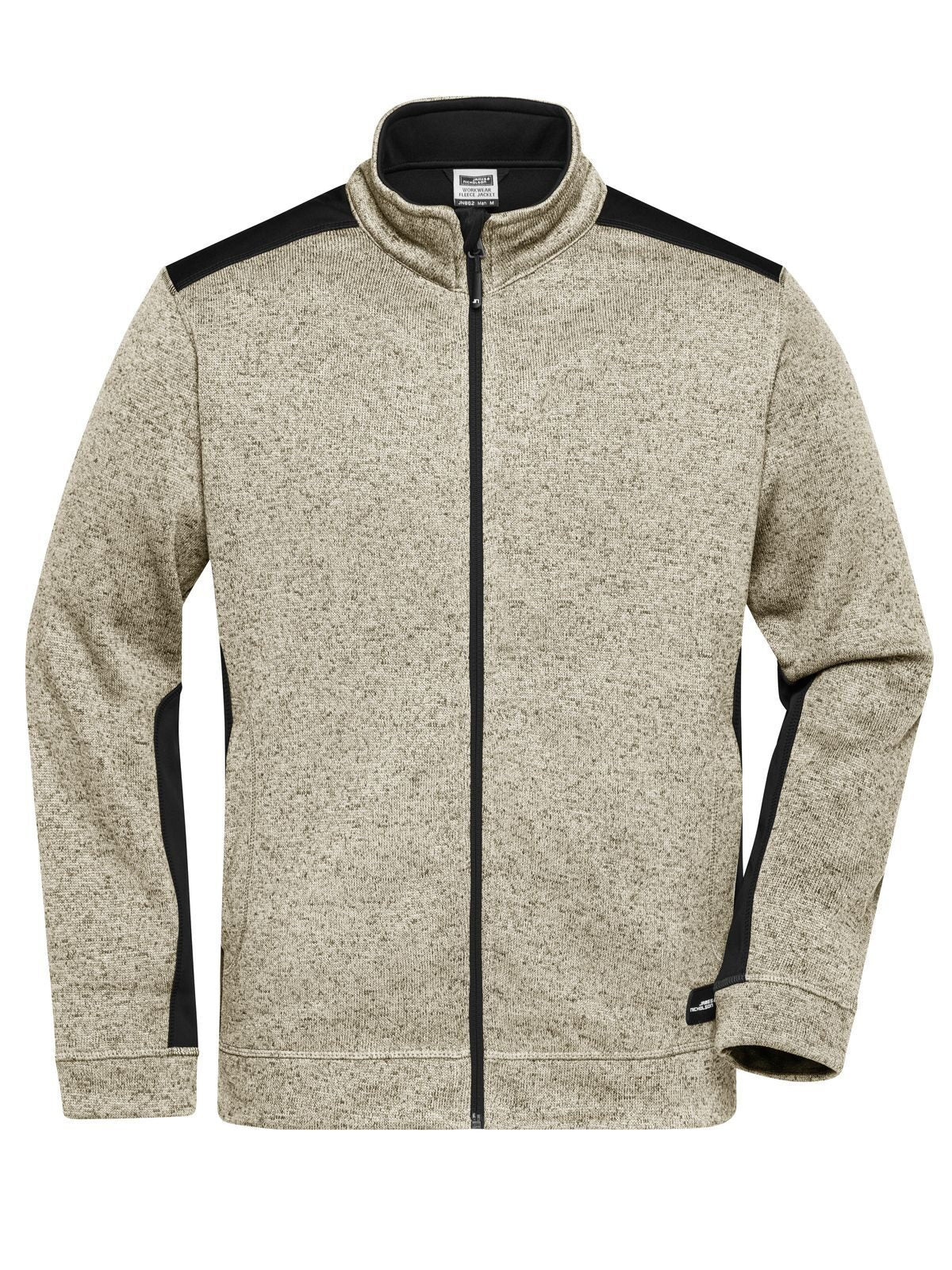Knitted Workwear Fleece Jacket - Strong Herren – Daiber – Farbe stone-melange/black – individuell veredelbar