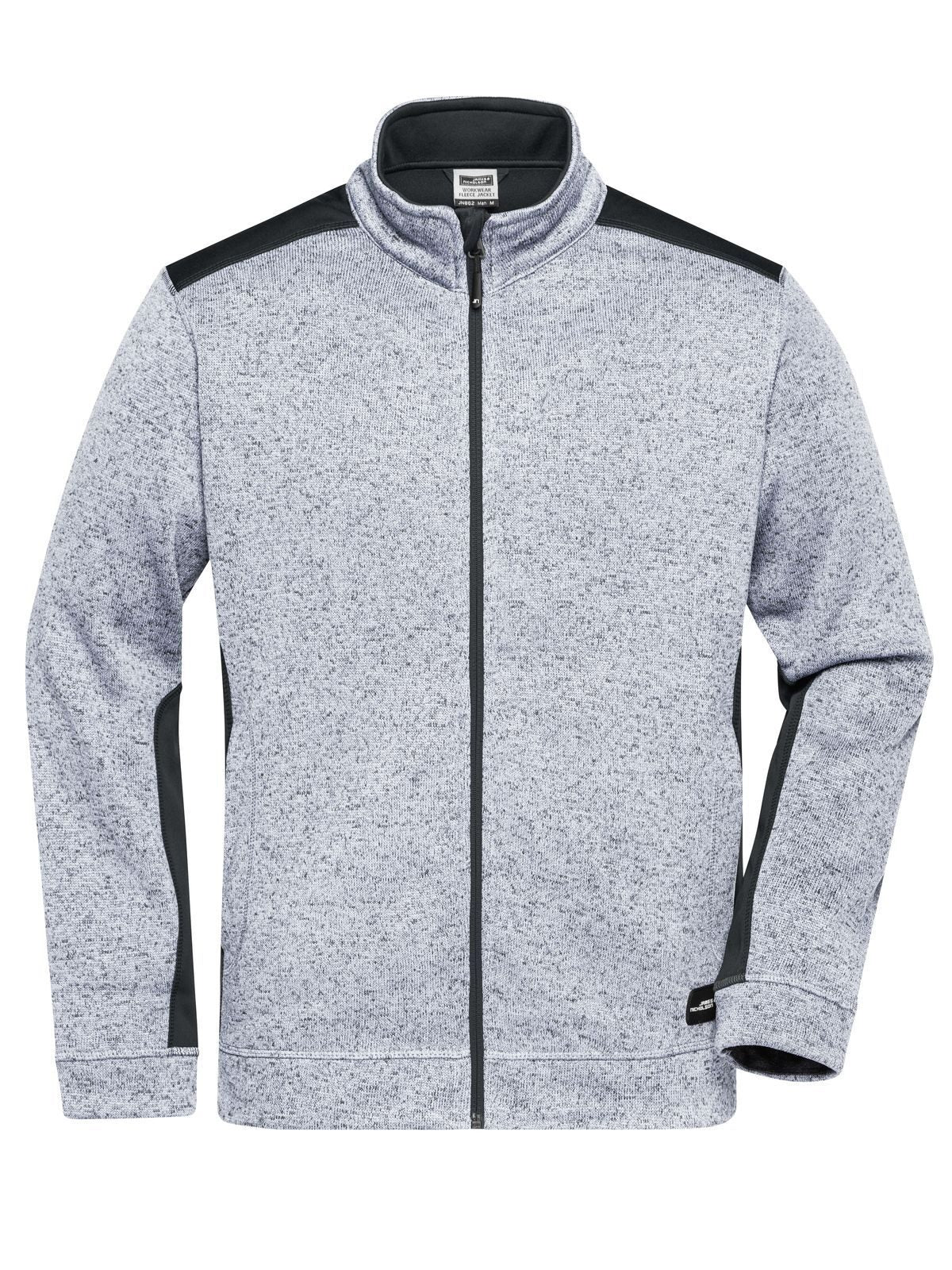 Knitted Workwear Fleece Jacket - Strong Herren – Daiber – Farbe white-melange/carbon – individuell veredelbar