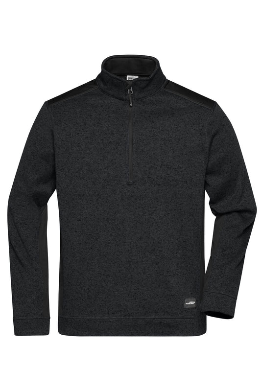 Knitted Workwear Fleece Half-Zip - Strong Herren – Daiber – Farbe black/black – individuell veredelbar