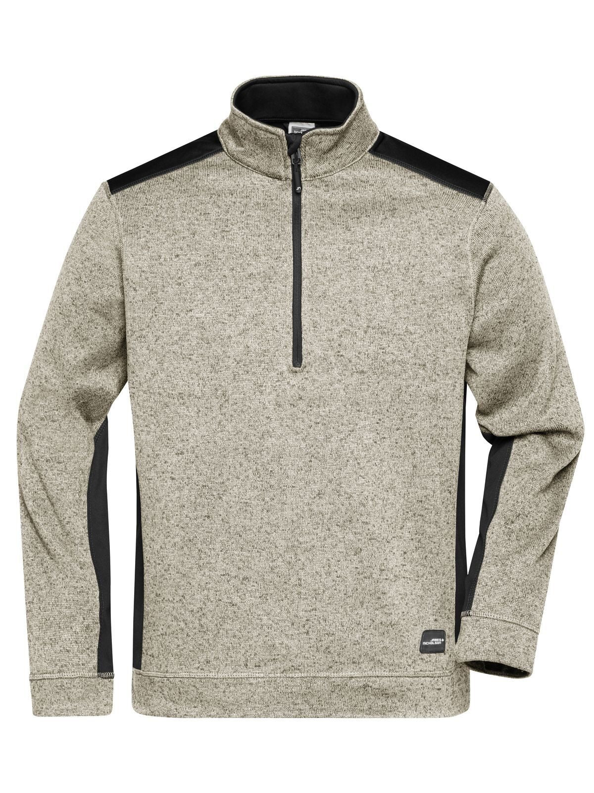 Knitted Workwear Fleece Half-Zip - Strong Herren – Daiber – Farbe stone-melange/black – individuell veredelbar