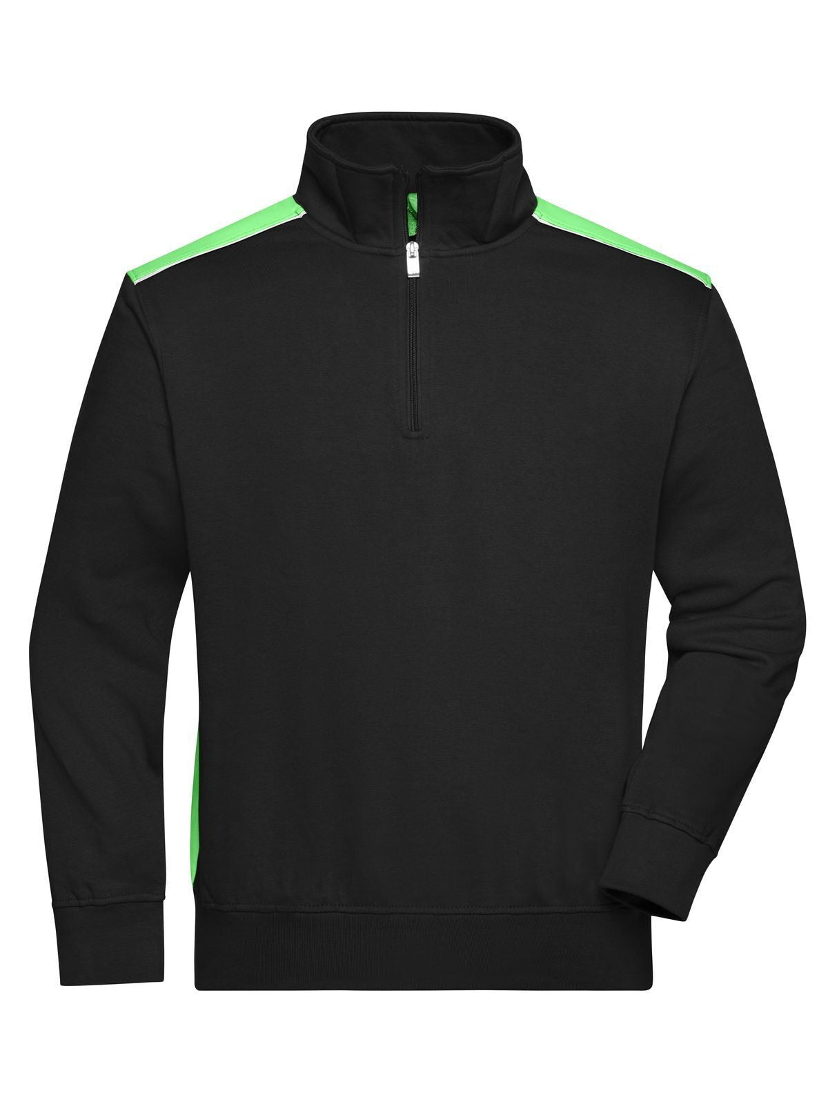 Workwear Half-Zip Sweat - Color Herren Sweatshirt / Hoodie – Daiber – Farbe black/lime-green – individuell veredelbar