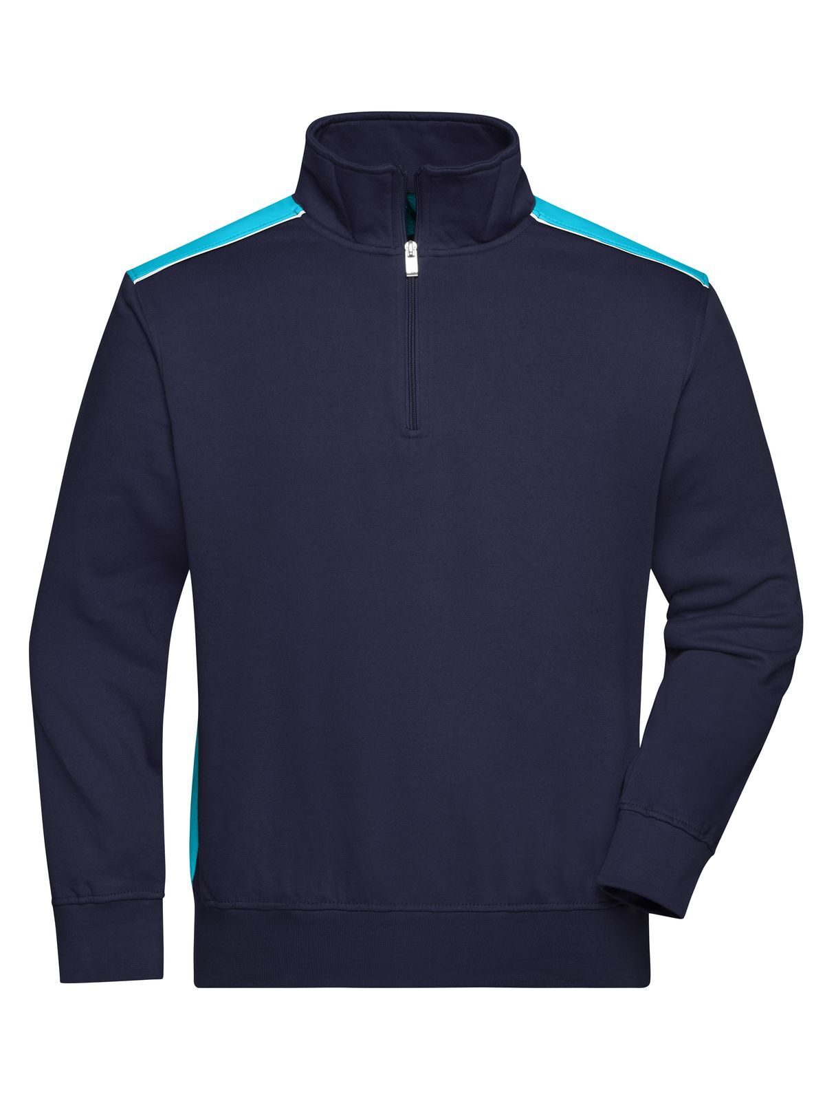 Workwear Half-Zip Sweat - Color Herren Sweatshirt / Hoodie – Daiber – Farbe navy/tourquoise – individuell veredelbar