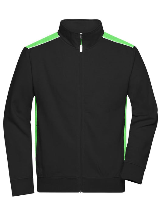Workwear Sweat Jacket - Color Herren Sweatshirt / Hoodie – Daiber – Farbe black/lime-green – individuell veredelbar