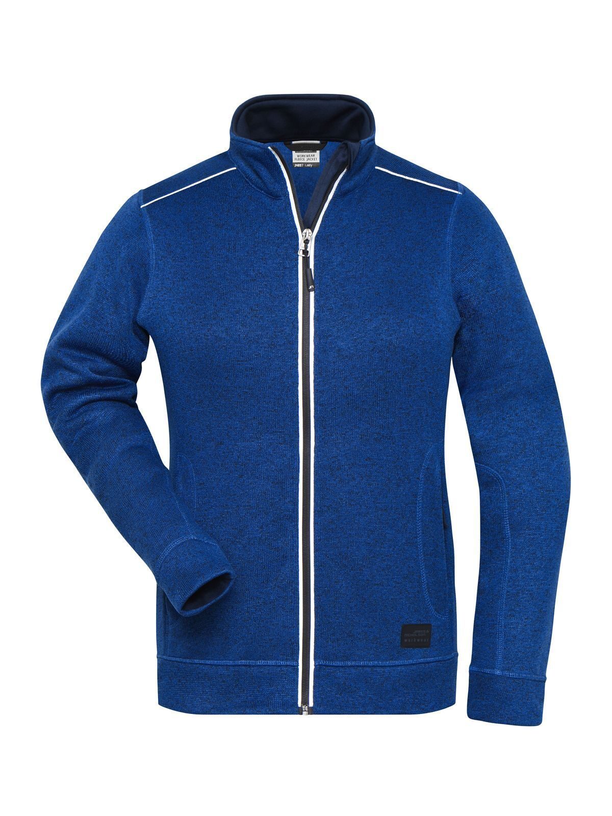 Ladies' Knitted Workwear Fleece Jacket - Solid Damen – Daiber – Farbe dark-royal-melange/navy – individuell veredelbar