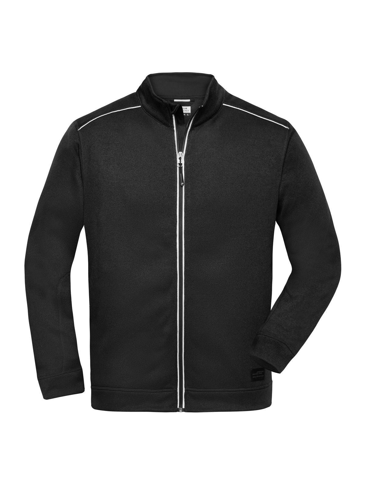 Knitted Workwear Fleece Jacket - Solid Herren – Daiber – Farbe black/black – individuell veredelbar
