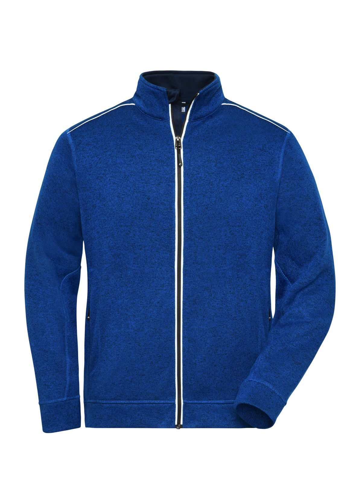 Knitted Workwear Fleece Jacket - Solid Herren – Daiber – Farbe dark-royal-melange/navy – individuell veredelbar