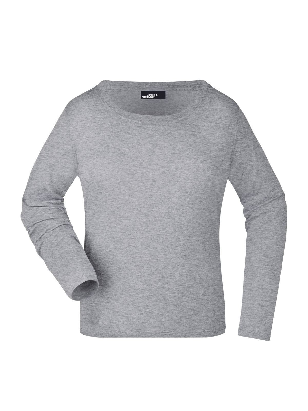 Ladies' Long-Sleeved Medium Damen T-Shirt – Daiber – Farbe grey-heather – individuell veredelbar