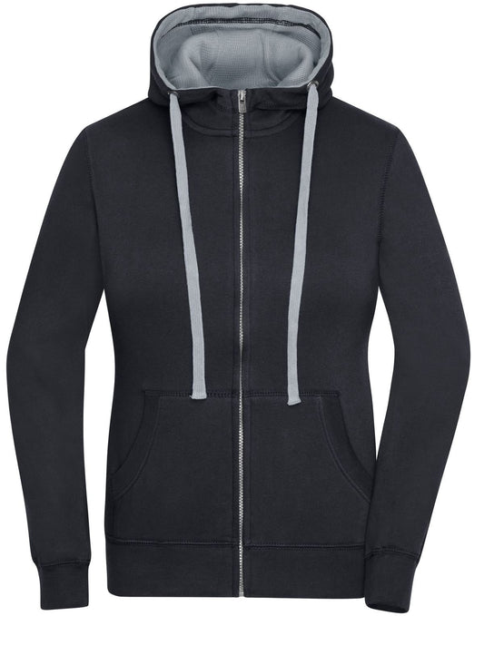 Ladies' Lifestyle Zip-Hoody Damen Sweatshirt / Hoodie – Daiber – Farbe black/grey heather – individuell veredelbar