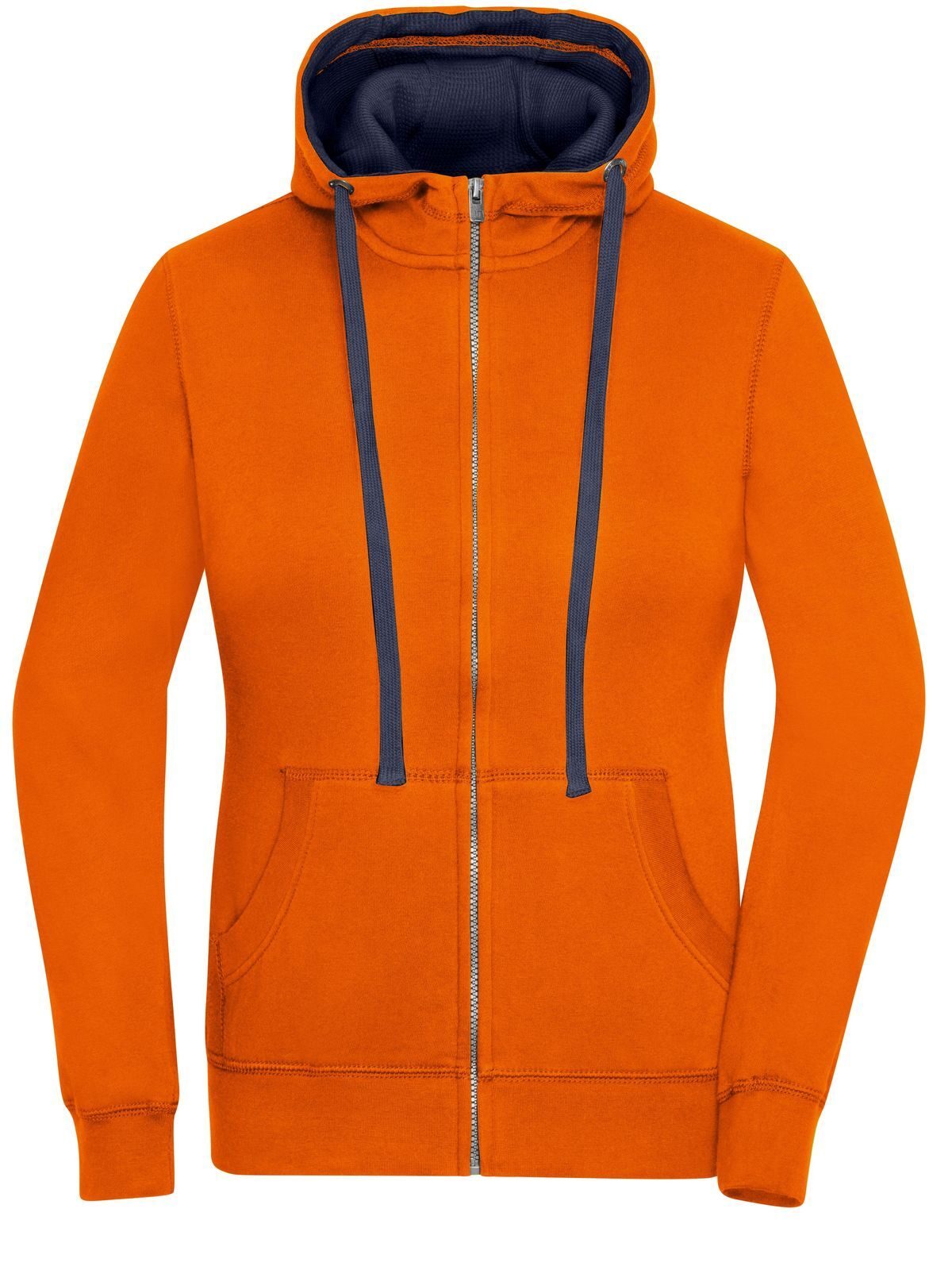 Ladies' Lifestyle Zip-Hoody Damen Sweatshirt / Hoodie – Daiber – Farbe dark-orange/navy – individuell veredelbar