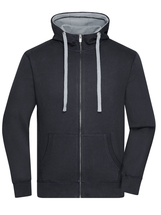 Lifestyle Zip-Hoody Herren Sweatshirt / Hoodie – Daiber – Farbe black/grey heather – individuell veredelbar