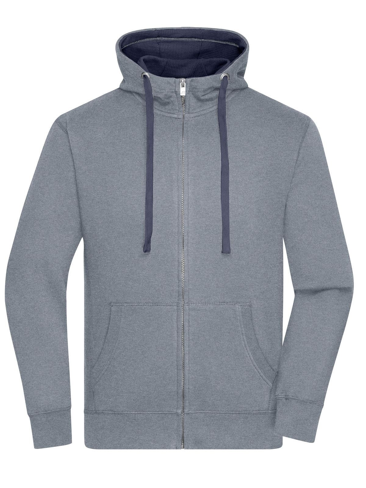Lifestyle Zip-Hoody Herren Sweatshirt / Hoodie – Daiber – Farbe grey melange/navy – individuell veredelbar