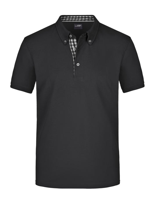 Plain Polo Herren Poloshirt – Daiber – Farbe black/black/white – individuell veredelbar